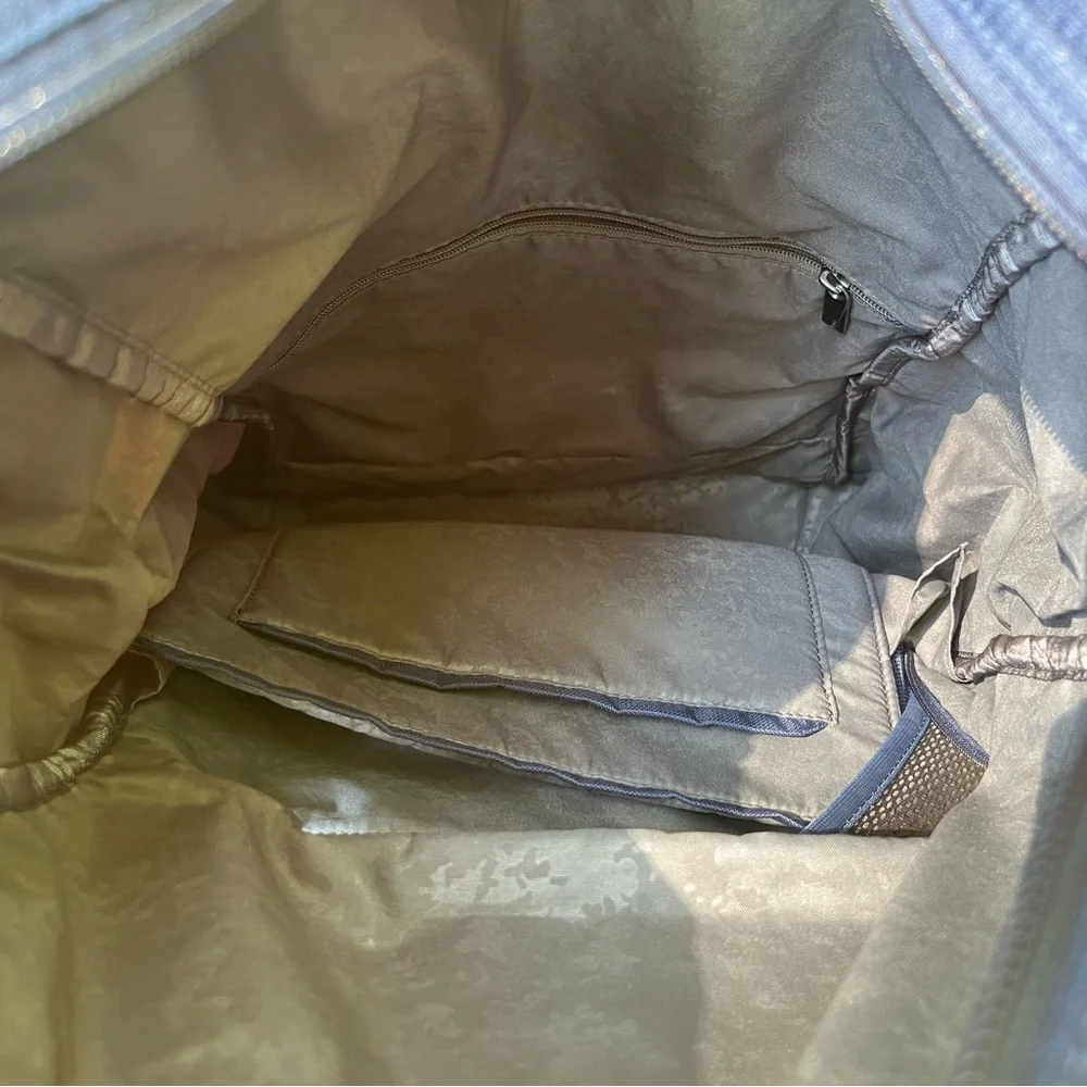 Tumi Blue & Black Roll-Top Backpack with Leather Trim
